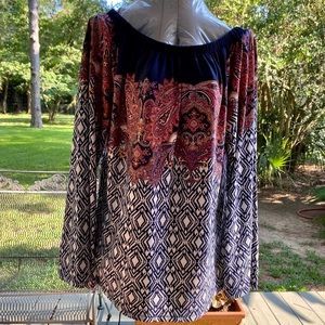 Dressbarn Navy and Pink Blouse Size L